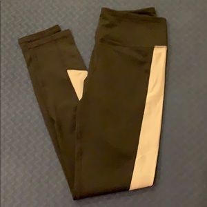 New black with grey stripe leggings